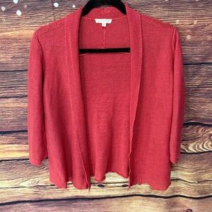 Eileen Fisher Red Open Front Cardigan